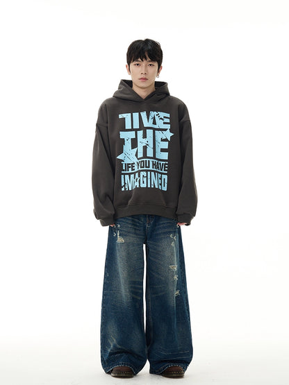 Oversize Letter Print Hoodie WN7695