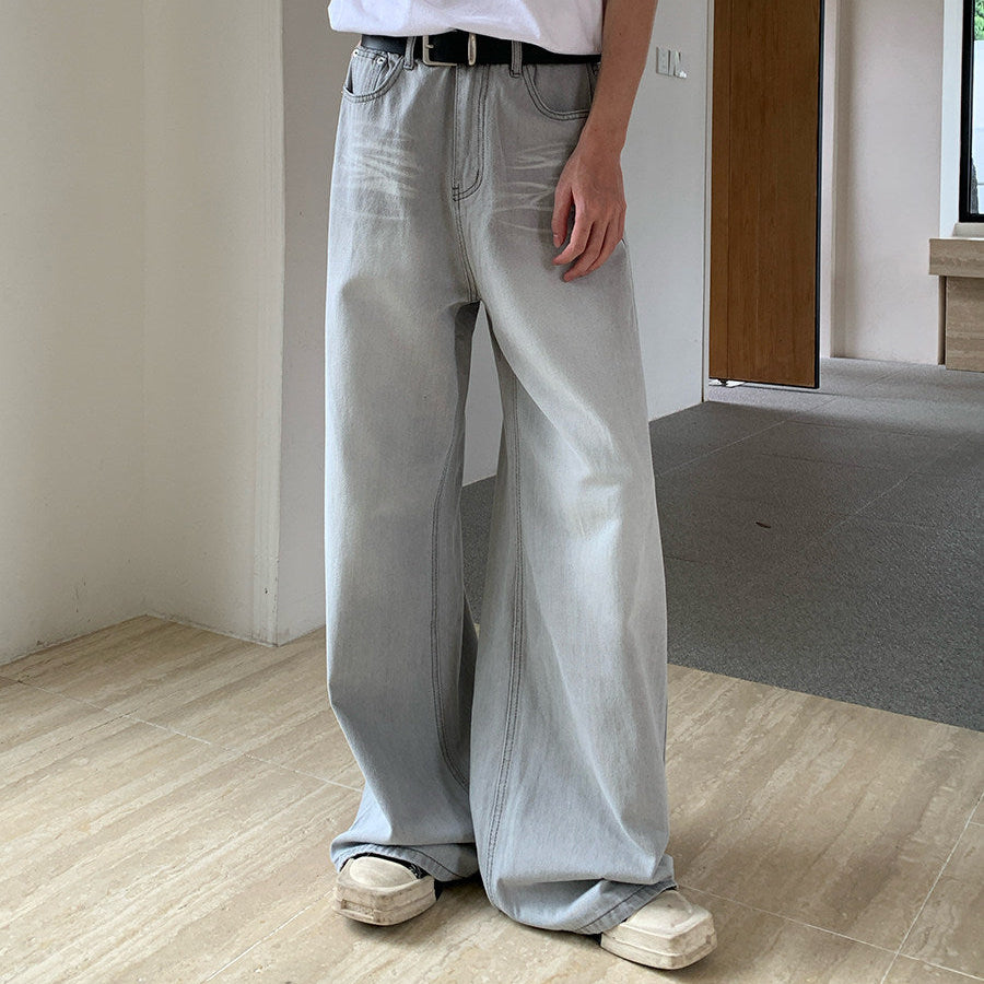 Washed Wide Leg Denim Jeans WN24995