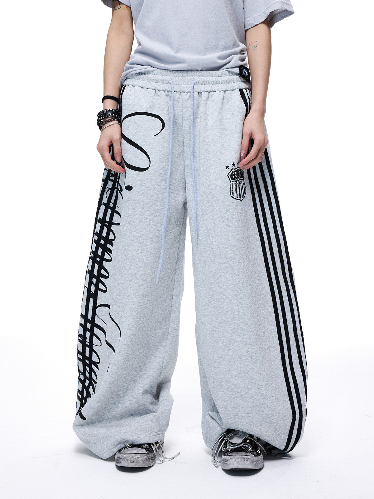 Music Art Graphic Print Wide Leg Sweatpants WN27264