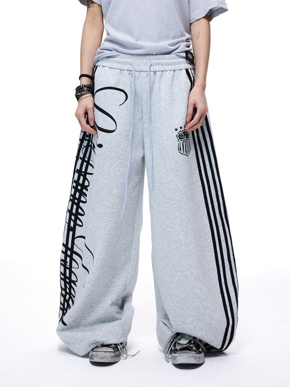 Music Art Graphic Print Wide Leg Sweatpants WN27264