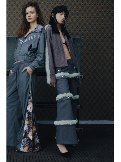 Contrast Stitch Multi Pocket Wide Leg Pants WN18884