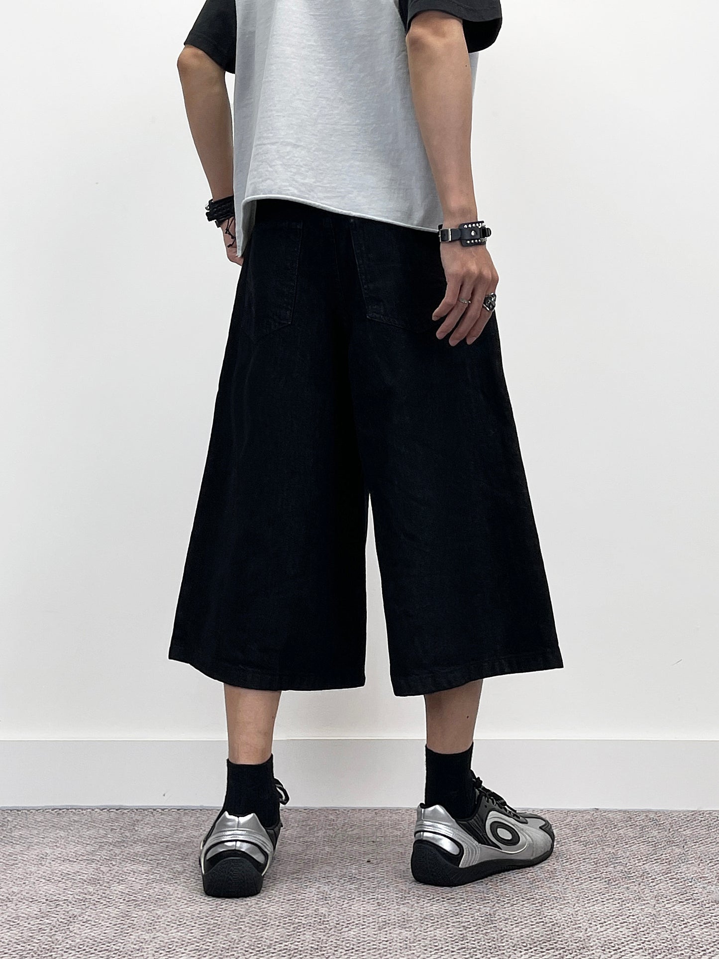 Wide Leg Half Denim Jeans WN24274
