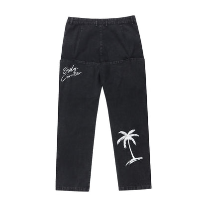 Embroidery Straight Cargo Pants WN12550