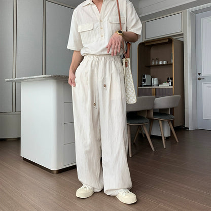 Linen Short Sleeve Shirt & Linen Pants Setup WN20422