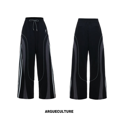 Contrast Sporty Short Sleeve T-Shirt & Contrast Wide Leg Pants Setup WN27029