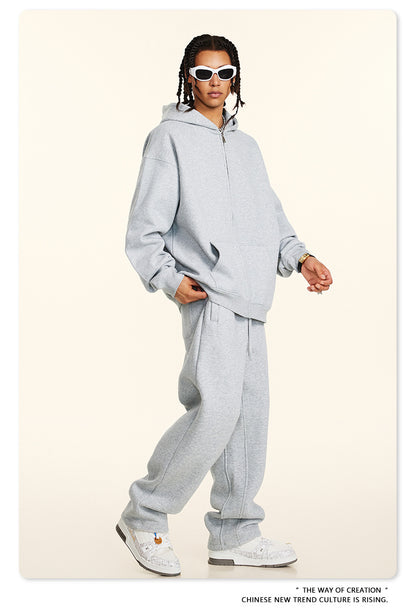 Fleece Lining Oversize Washed Zipper Hoodie WN9943