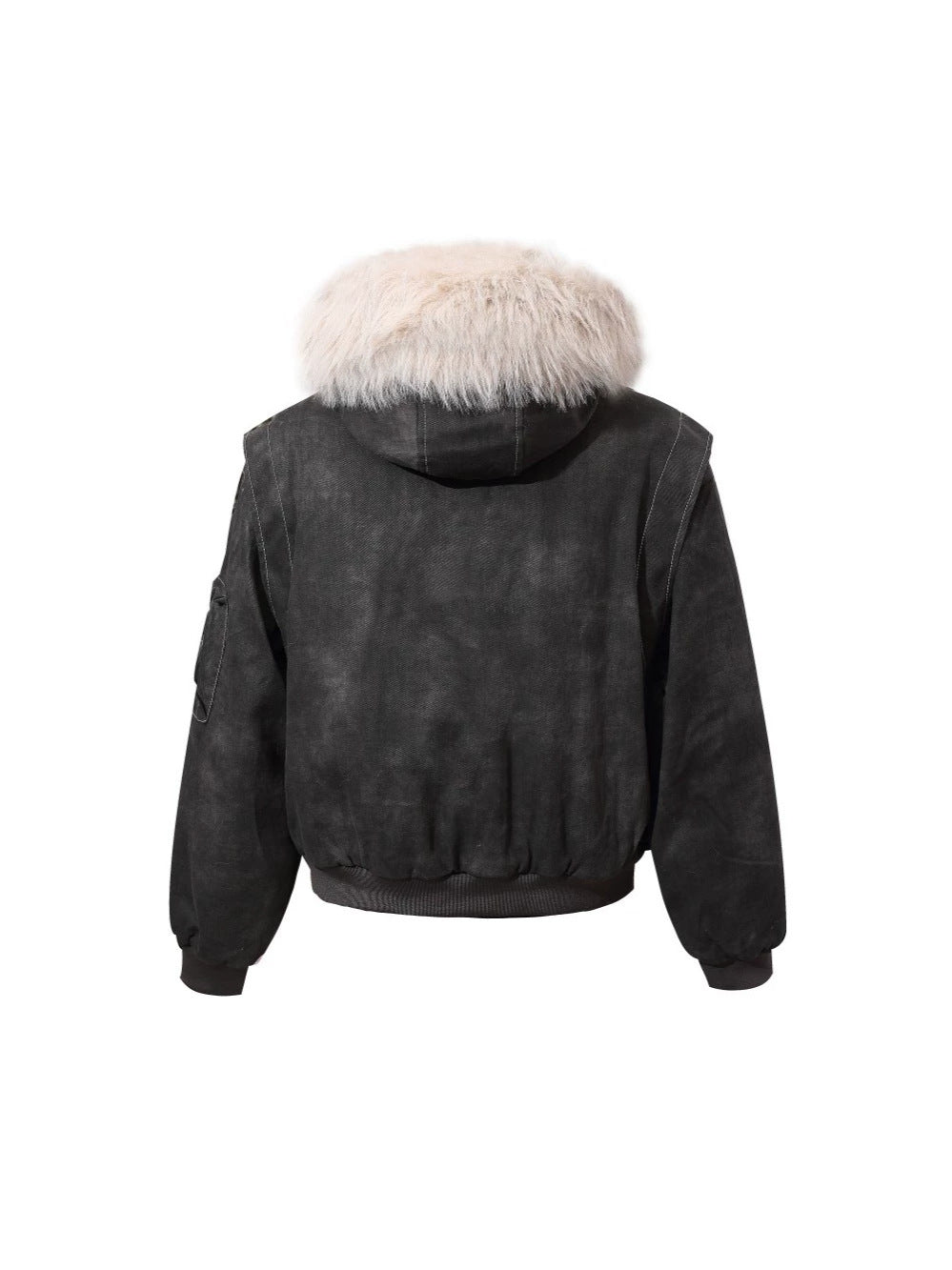 Fake Fur Collar Hooded Denim Jacket WN28101