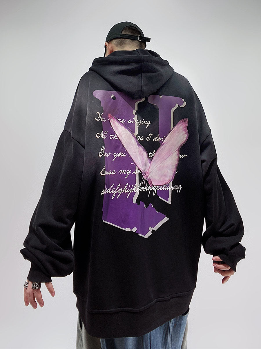 Butterfly Design Oversize Pullover Hoodie WN23987