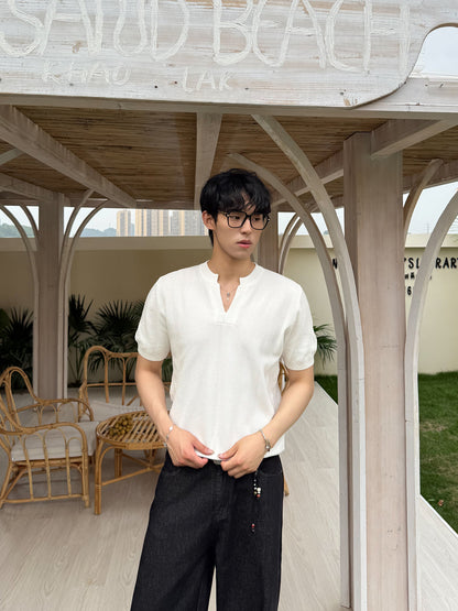 Texture V-Neck Knit T-Shirt WN24918