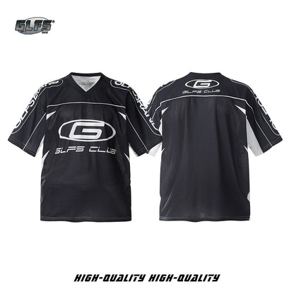 Mesh Sporty V-Neck Short Sleeve T-Shirt WN26438