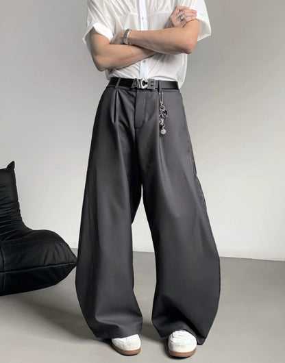 Pin Detail Curved-Cut Wide Leg Trousers WN20084