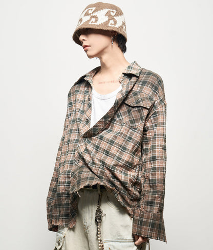 Wash Gradient Brushed Oversize Long Sleeve Shirt WN22944