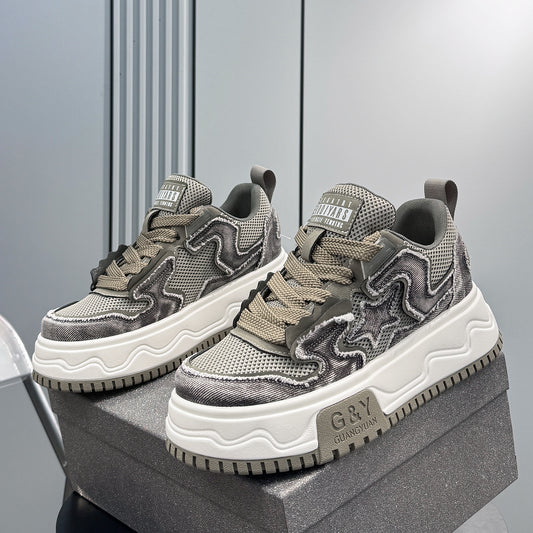 Platform Mesh Chunky Lace-Up Sneakers WN24819