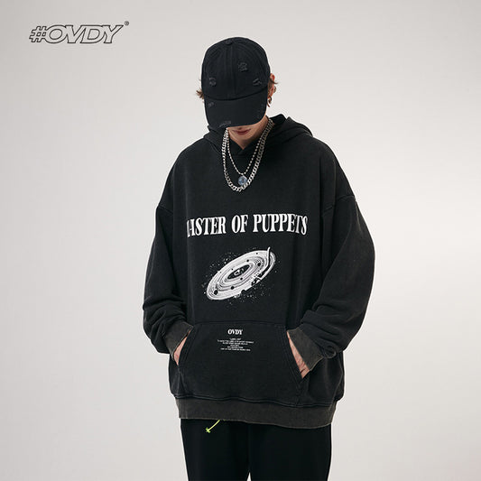 Galaxy Record Player Print Fleece Linning Pullover Hoodie WN12315