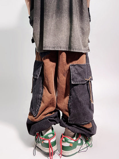 Multi Pocket Wide Leg Cargo Denim Jeans WN23979