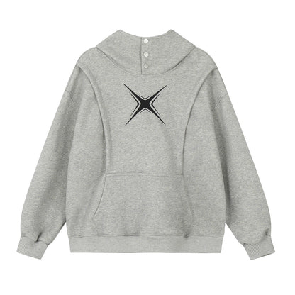 Heavyweight Design Button High Neck Hoodie WN8393