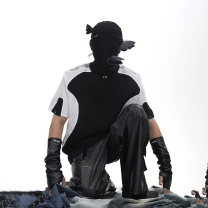 Colorblock Mesh Design Short Sleeve T-Shirt WN18711