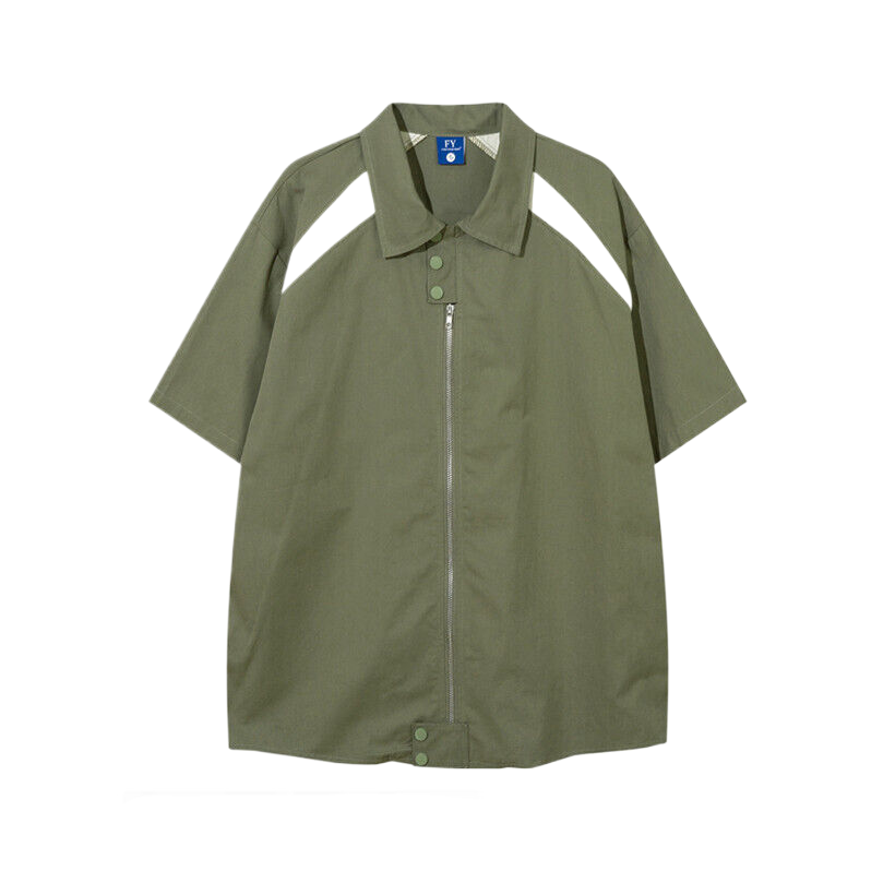 Oversize Zipper Short-sleeve Shirt WN5552