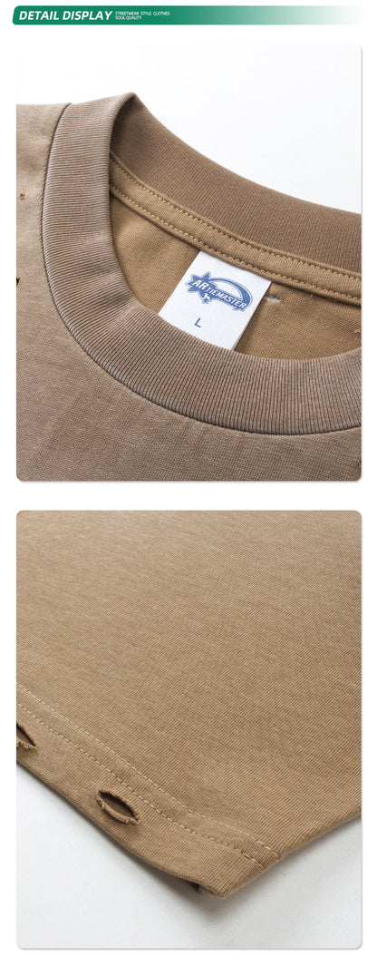 Spray Dyeing Round Neck Short Sleeve T-Shirt WN7806