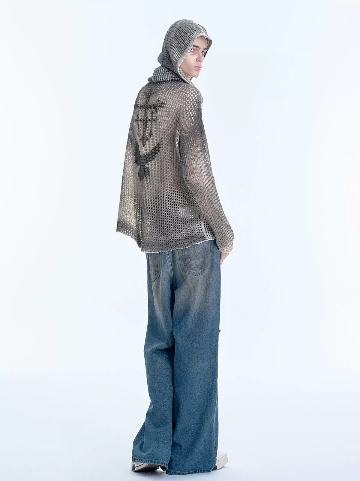 Hollow Hooded Knit Cardigan WN19015