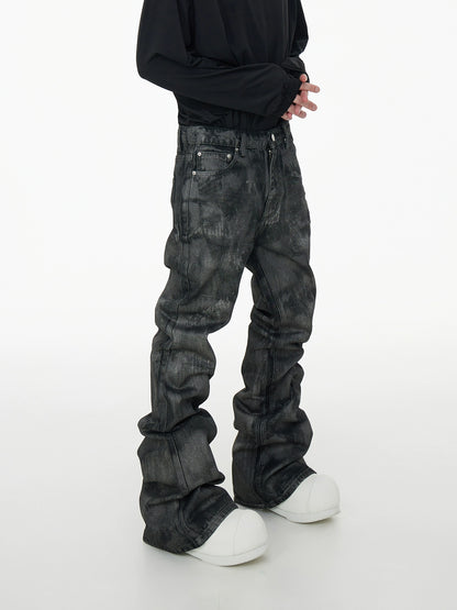 Glitter Coated Stacked Flare Denim Jeans WN17000