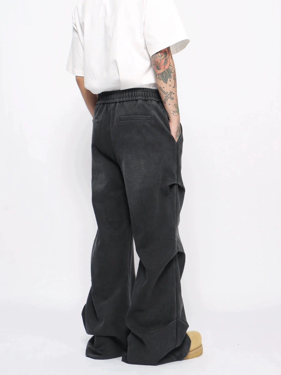 Washed Wrinkle Wide Leg Sweatpants WN10931