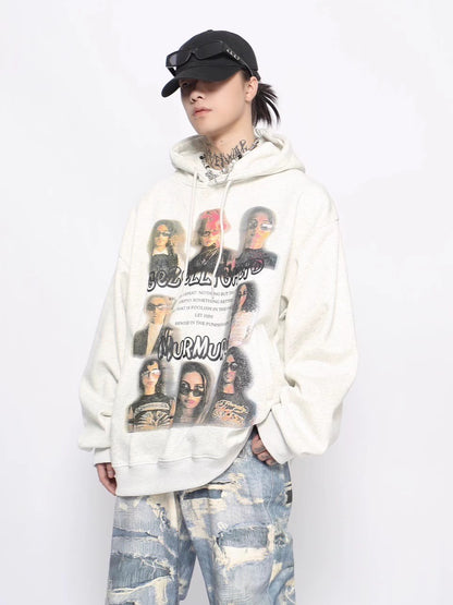 Graffiti Print Fleece Linning Pullover Hoodie WN10933