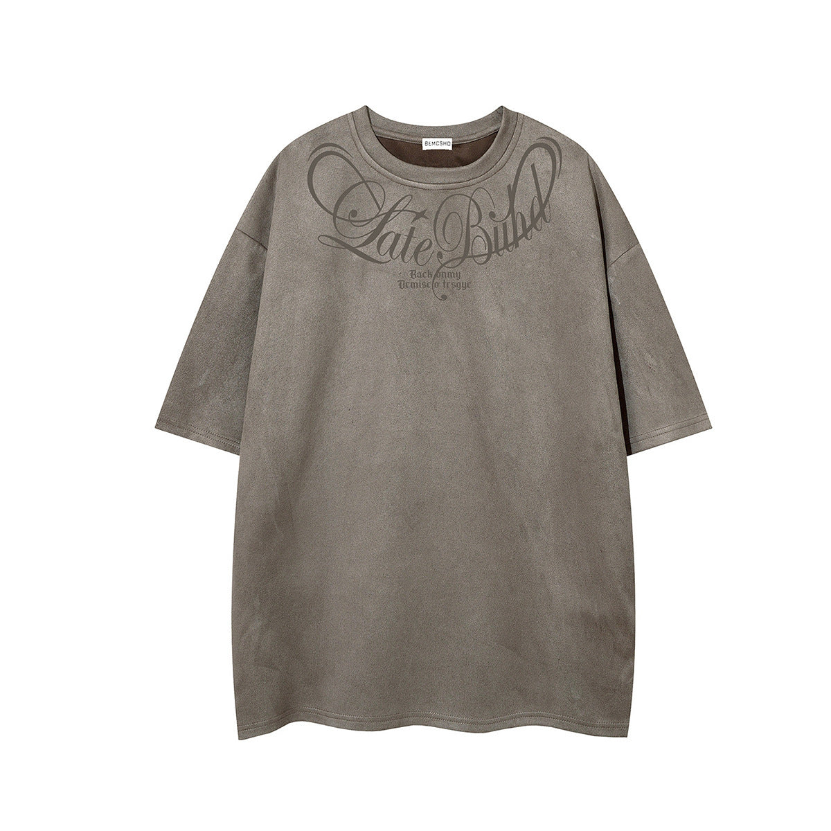 Suede Letter Print Short Sleeve T-Shirt WN25583