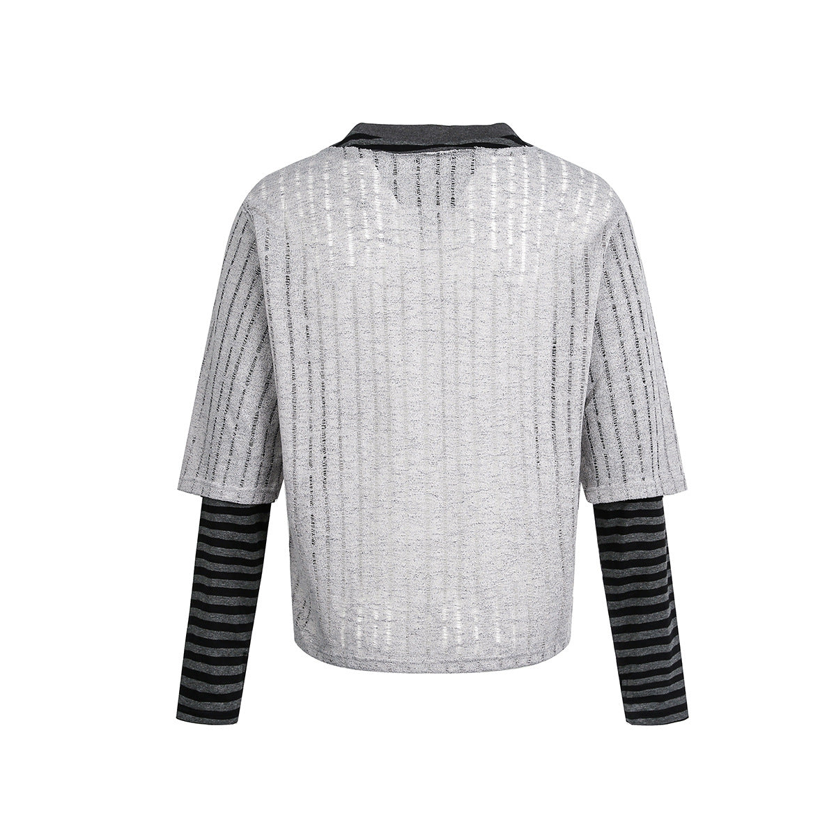 Stripe Fake Layered Graphic Long Sleeve T-Shirt WN25494