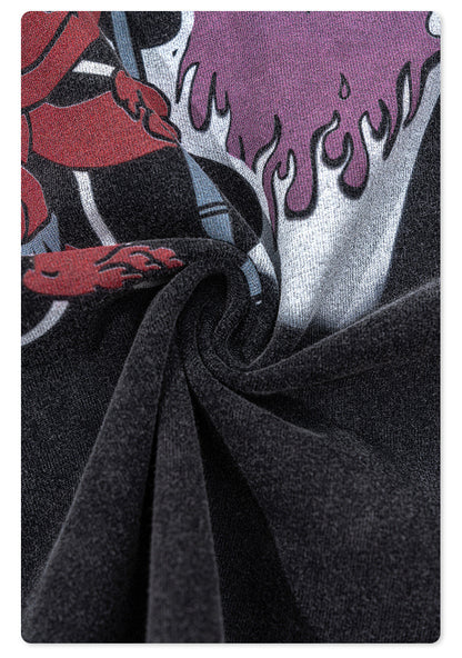 Washed Print Oversize Short-sleeve T-shirt WN6381