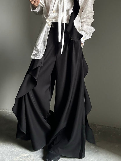 Layered Panel Drape Wide Leg Trousers WN23131