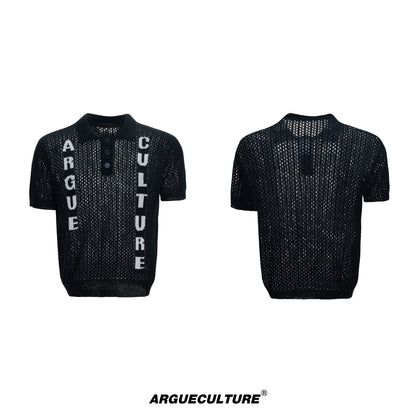 Cutout Jacquard Knit Polo Shirt WN20665