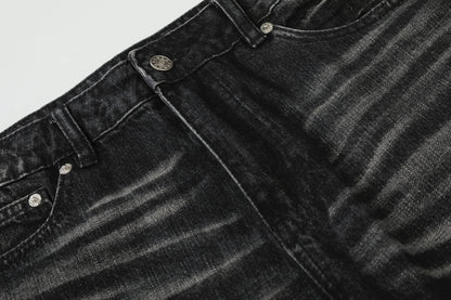 Washed Whisker Wide Leg Denim Jeans WN23063