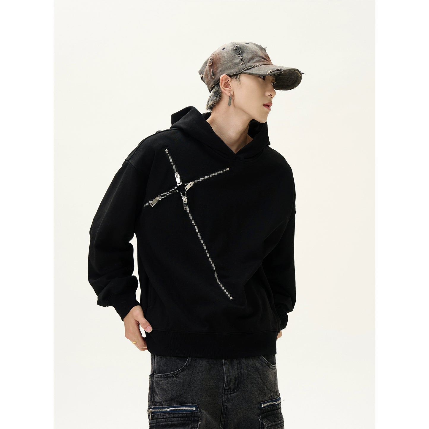 Cross Metal Zipper Cleanfit Hoodie WN8421