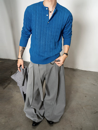 Inverted Pleats Wide Leg Trousers WN20876