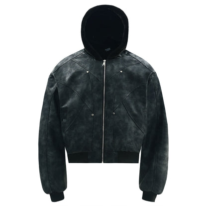 Fur Plush Hooded Suede Zipper Jacket WN22176