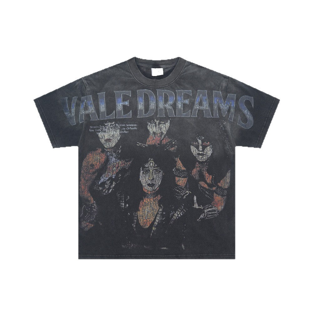 Washed Portrait Print Short Sleeve T-Shirt WN26604