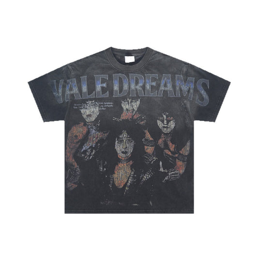 Washed Portrait Print Short Sleeve T-Shirt WN26604