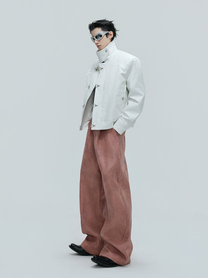 Waxed Textured PU Leather Wide Leg Pants WN21742