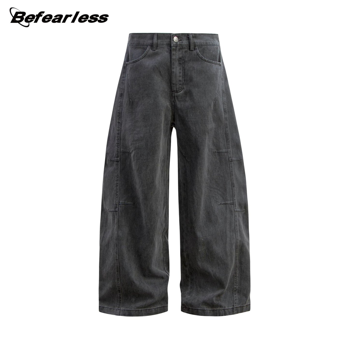 Washed Panel Wide Leg Denim Jeans WN26189