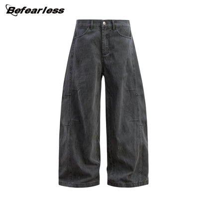 Washed Panel Wide Leg Denim Jeans WN26189