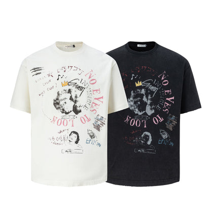 Abstract Print Oversize Short Sleeve T-Shirt WN26097
