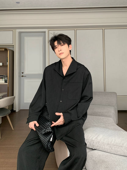 Oversize Long Sleeve Shirt & Drawstring Pants Setup WN20491