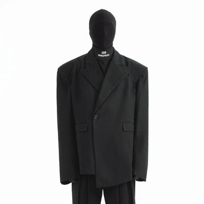 Irregular Deconstruction Shoulder-Pad Oversize Tailored Jacket WN21292