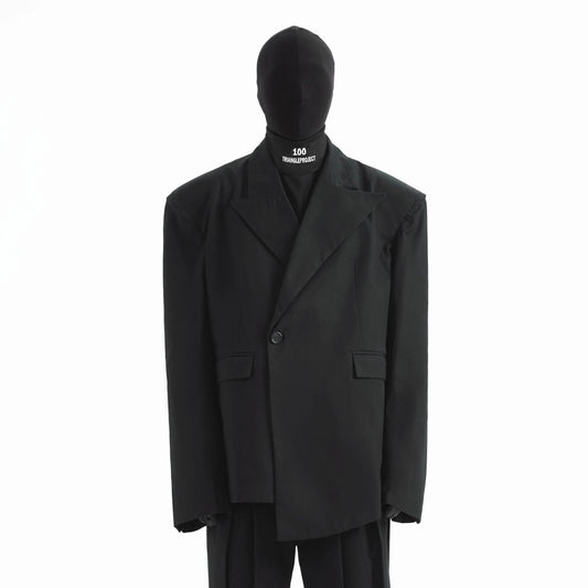 Irregular Deconstruction Shoulder-Pad Oversize Tailored Jacket WN21292