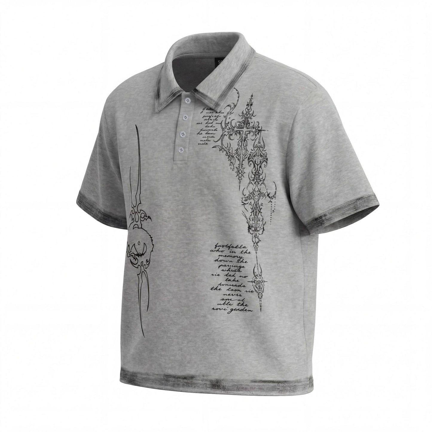 Thorn Graphic Washed Short Sleeve Polo Shirt WN25613