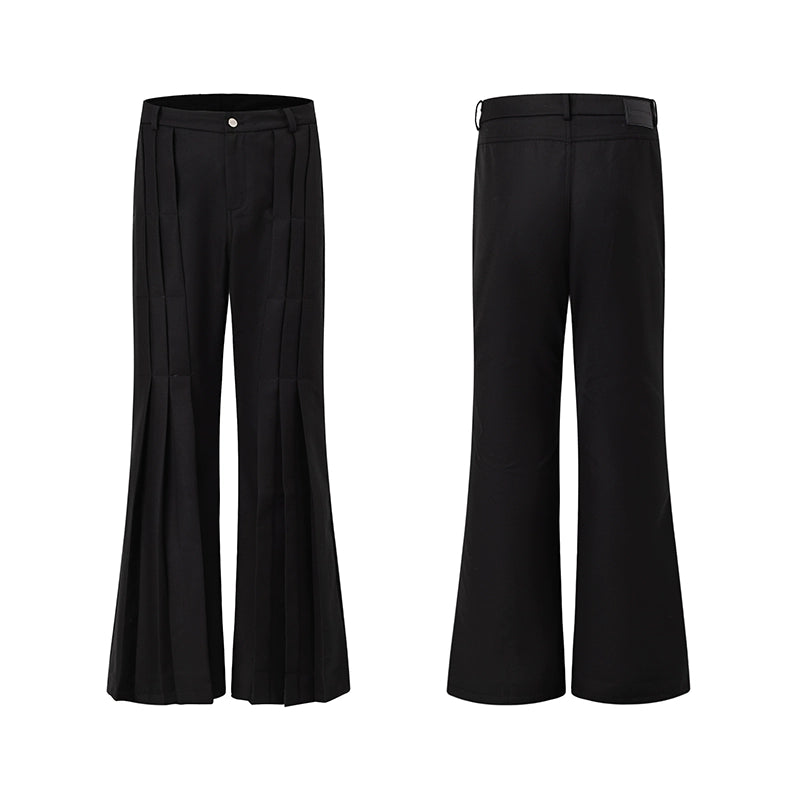 Pleats Design Extended Length Flare Trousers WN20338