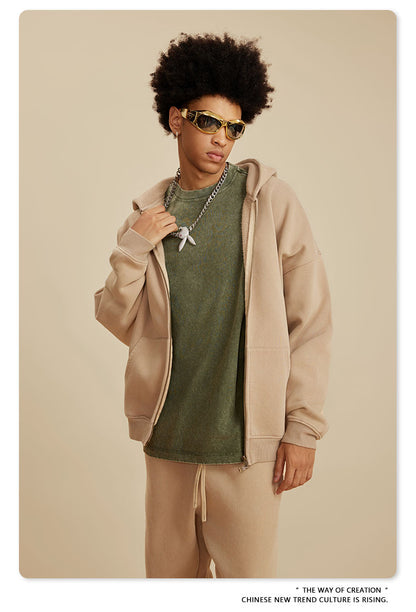 Oversize Washed Zipper Hoodie WN6461