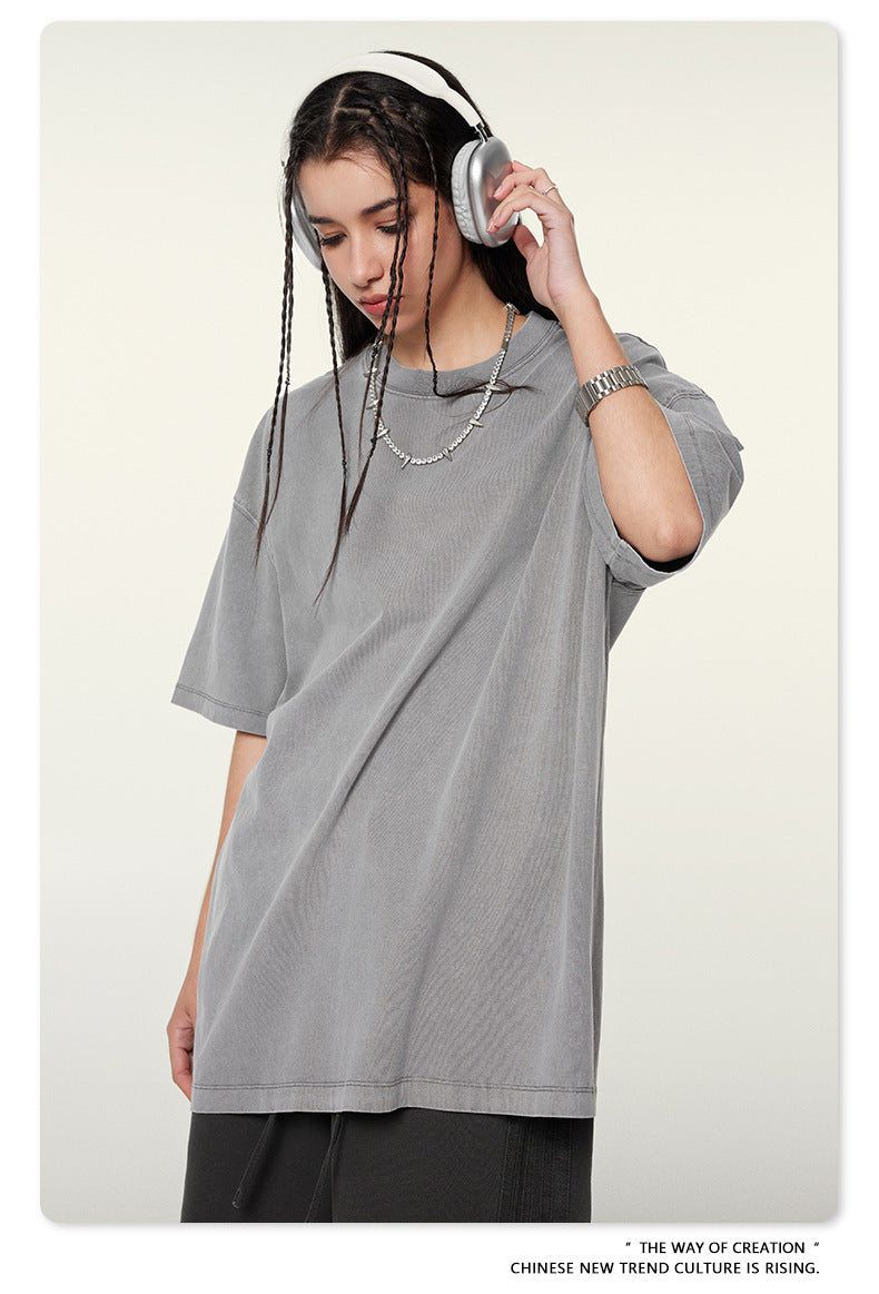 Washed Oversize Short-sleeve T-shirt WN6457