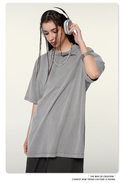 Washed Oversize Short-sleeve T-shirt WN6457